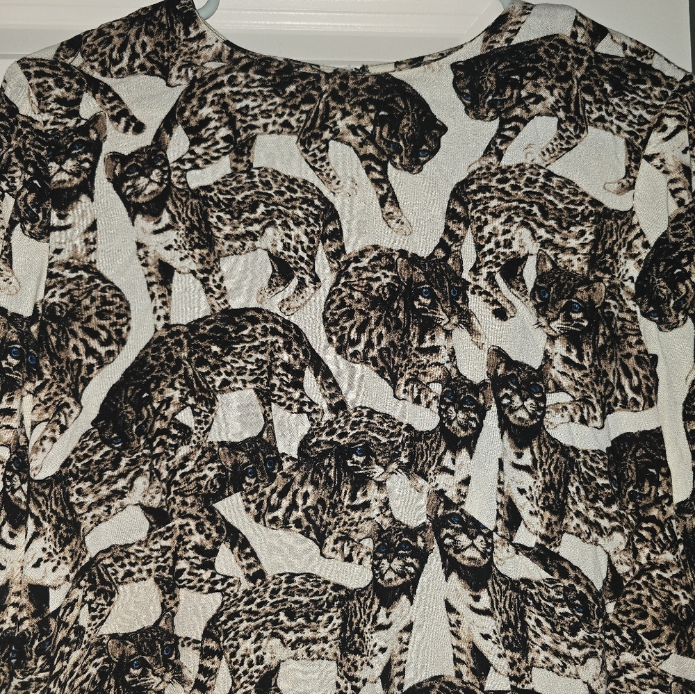 H&M Bengal Cat Print Novelty Dress Long Sleeve Animal Print EU 40 US 10 - Picture 16 of 16